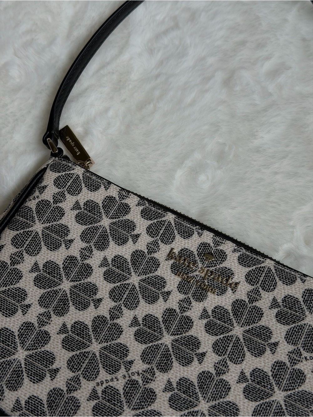 Kate Spade Black and White Floral Jacquard Shoulder Clutch - Picture 3 of 10